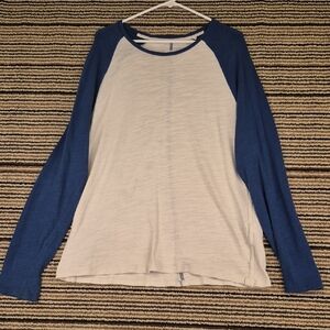 RAG & BONE Peru Blue Beige White Cotton Mens L Baseball‎ Style Long Sleeve Shirt